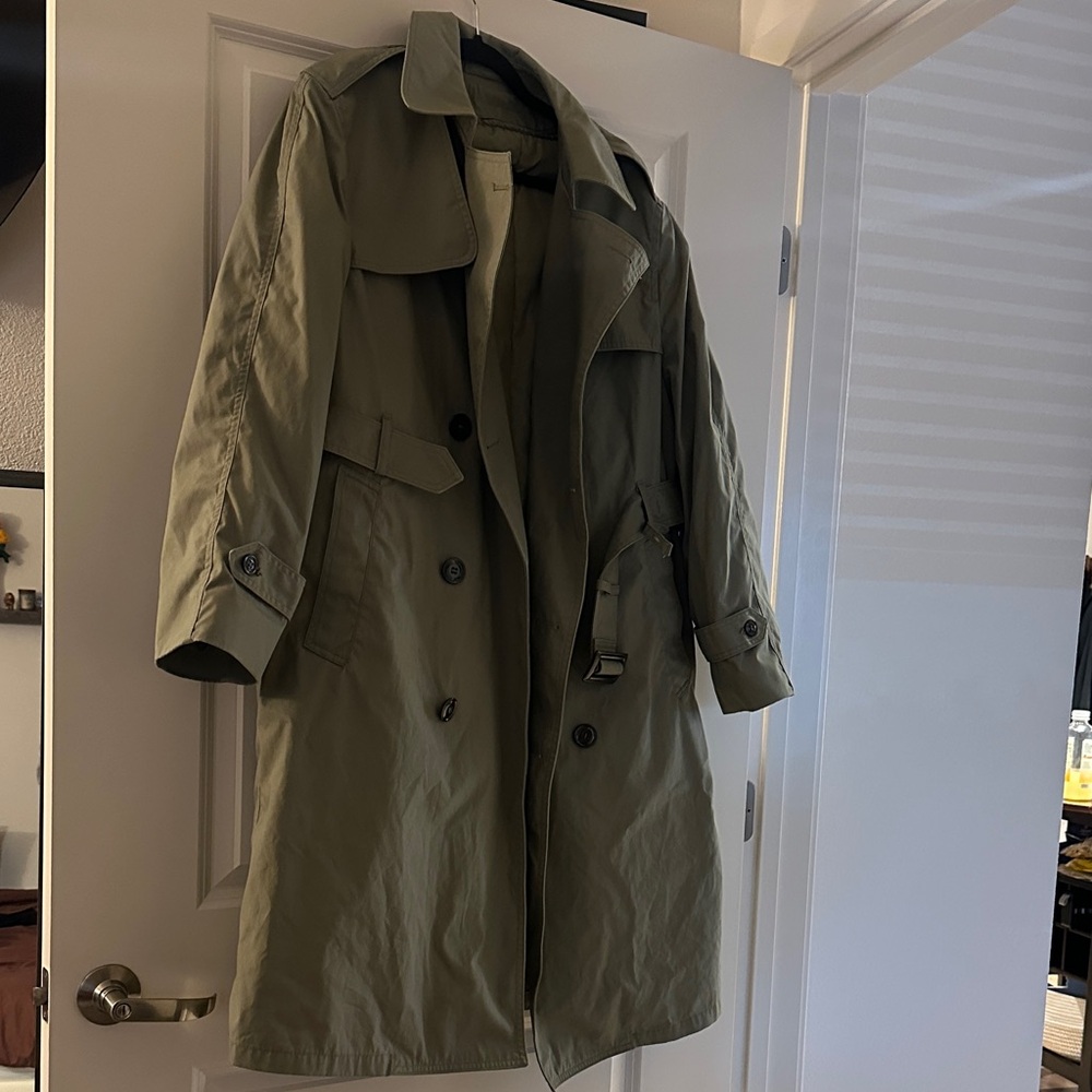 Military Olive Green Trench Coat